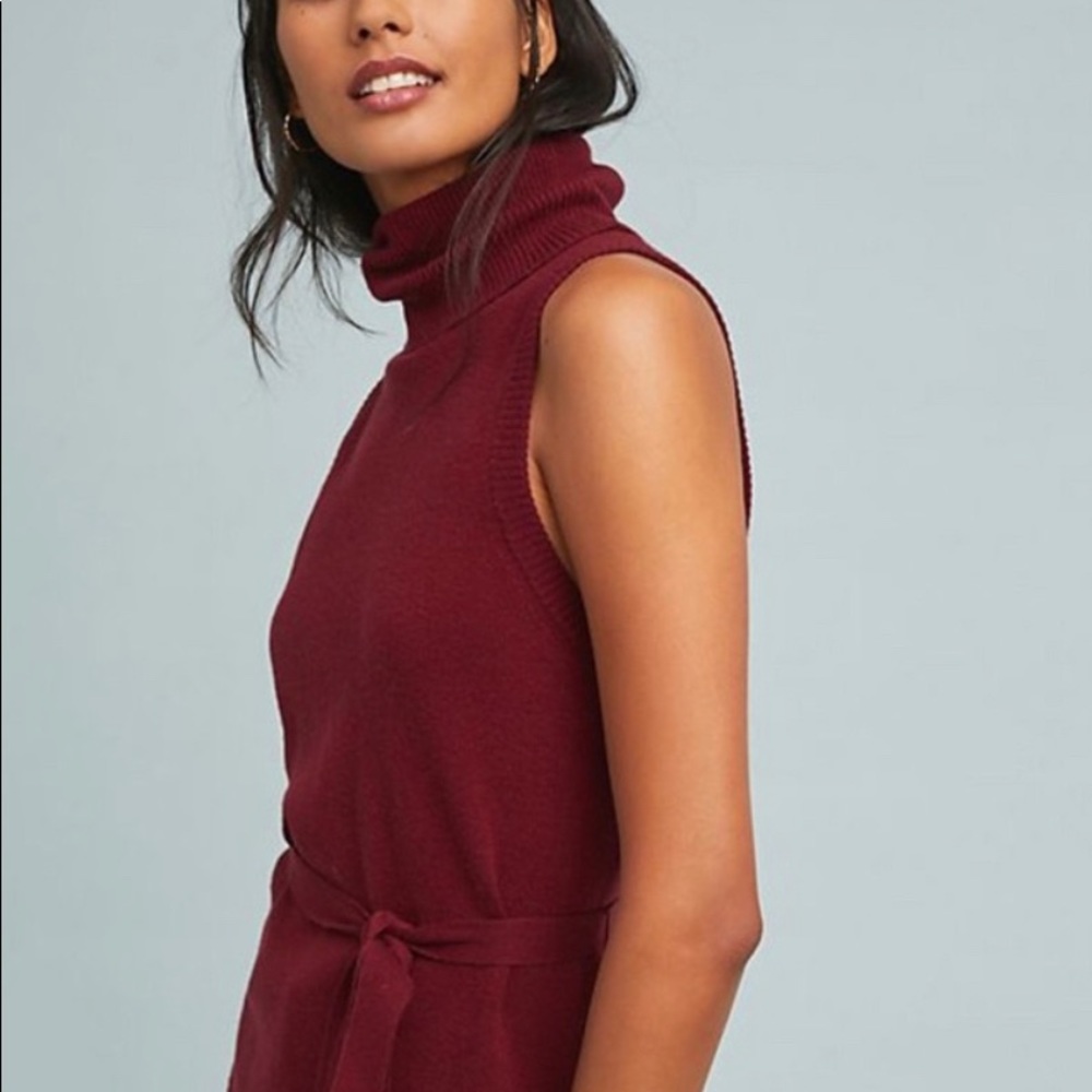 Anthropologie Deep wine sleeveless turtleneck
